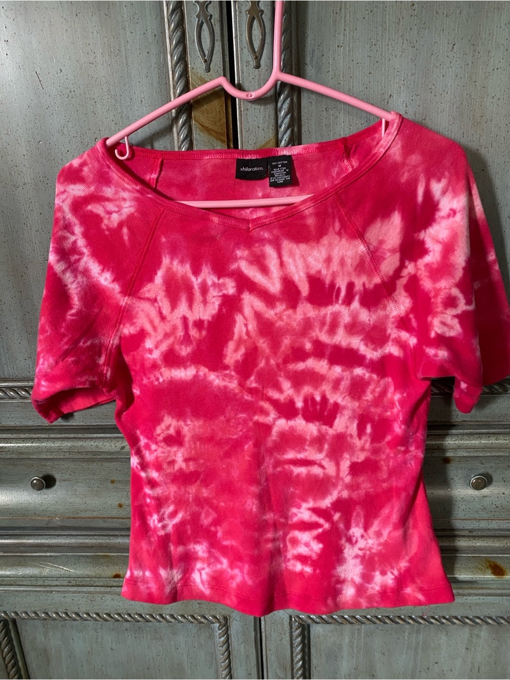 Xhilaration Hot Pink Tie-Dye Short Sleeve Tee